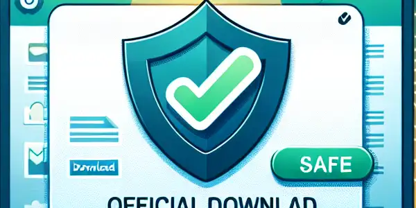 A modern digital workspace promoting safe adult content downloads, featuring a glowing computer, antivirus icons, and a serene background.