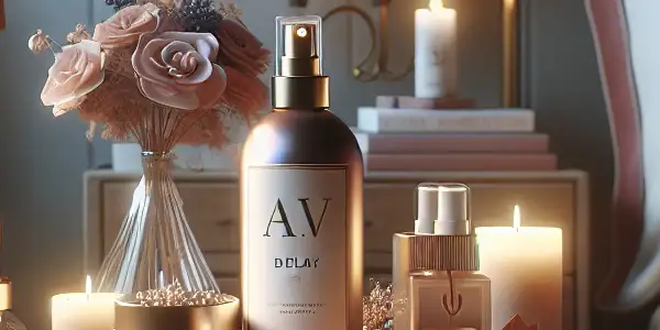 A cozy bedroom scene featuring intimate AV delay products on a bedside table, surrounded by candles and soft decor.