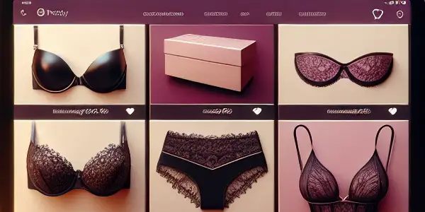 A chic e-commerce platform showcasing intimate products with attractive discounts in a warm, inviting atmosphere.