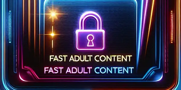 A futuristic digital interface for organizing adult content, featuring a prominent folder and glowing icons in a dimly lit setting.