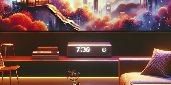 A cozy modern living room featuring a high-definition TV displaying a romantic film, symbolizing adult entertainment.