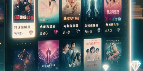 A modern digital interface for a premium Japanese AV film website in a cozy living room setting.