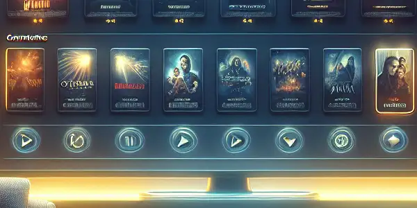 A cozy home setting featuring a smartphone and desktop displaying a user-friendly media player for watching movies.